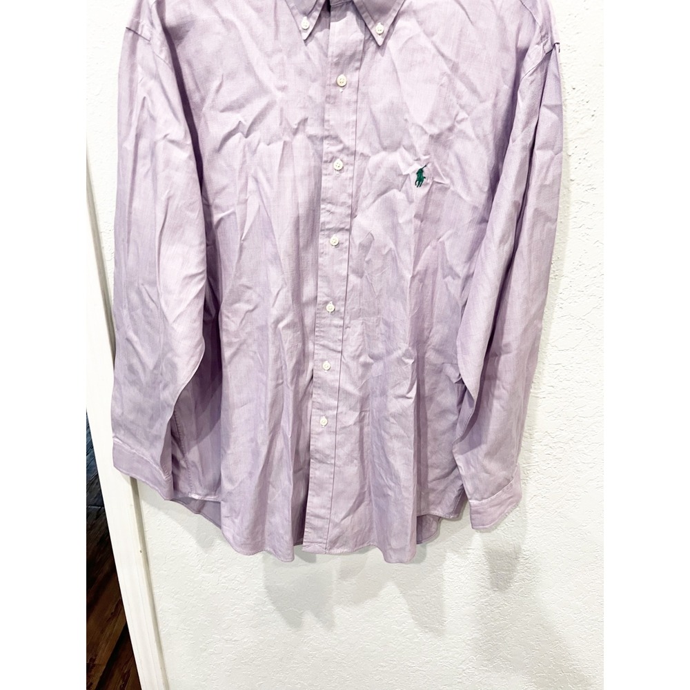 Ralph Lauren‎ Purple Yarmouth Cotton Pinpoint Oxford Size 16.5 34/35 Green Pony - Picture 3 of 6
